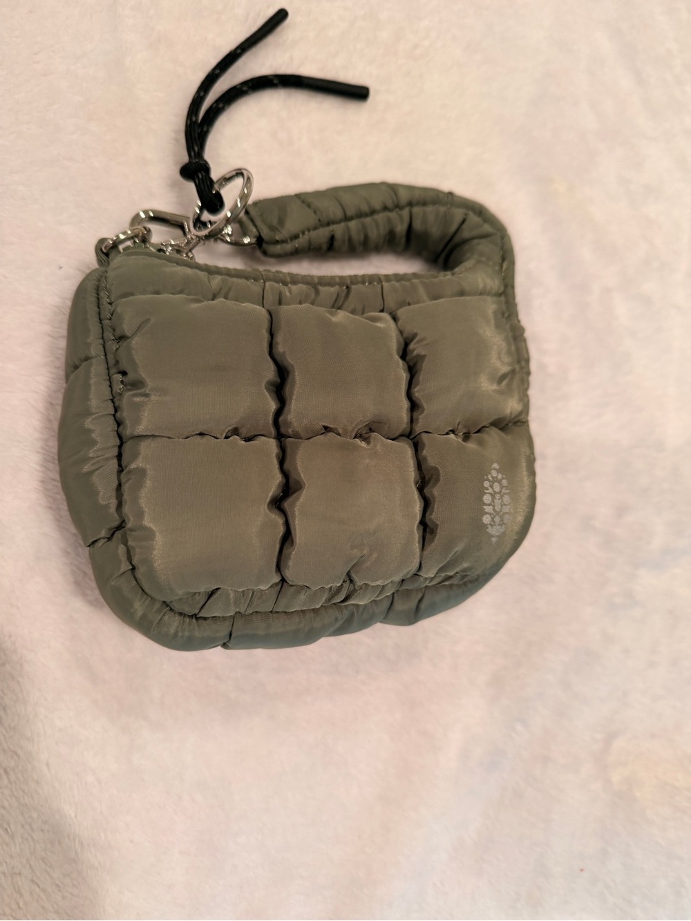 Free People Quilted Puffer Mini Wristlet in Olive
